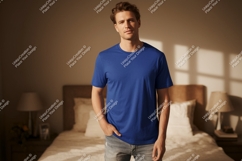 Man wearing blue t shirt mockup image Product Image 1