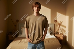 Young man wearing plain t-shirt mockup Product Image 1