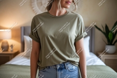 Olive green t shirt mockup image Product Image 1