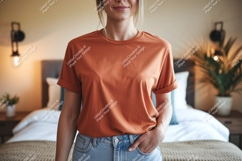 Orange T Shirt Mockup tshirt apparel Product Image 1