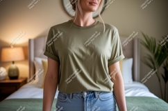 Olive green t shirt mockup image Product Image 1