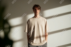 Man wearing neutral t shirt casual Product Image 1