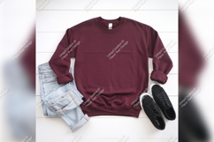 Maroon Sweatshirt Mockup With Jeans And Sneakers Product Image 1