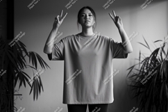 Young Woman Peace Sign Gesture t-shirt Product Image 1