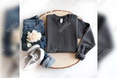 Dark Grey Sweatshirt Mockup Tshirt Mockup With Jeans Product Image 1