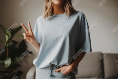 Light blue t shirt peace sign mockup Product Image 1