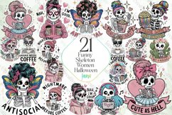 Funny Skeleton Women Halloween Clipart Product Image 1