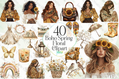Boho Spring Floral Clipart Bundle Product Image 1