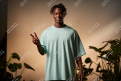 Man wearing mint t shirt peace sign image Product Image 1