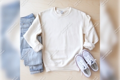 Tshirt Mockup Of Sweatshirt With Jeans And Sneakers Product Image 1