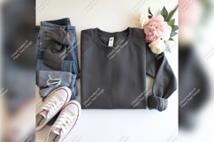 Gray Tshirt Mockup With Jeans And Flowers Product Image 1