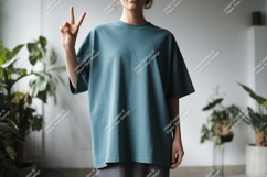 Teal T Shirt Peace Sign image Product Image 1
