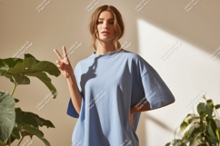 Woman peace sign white shirt image Product Image 1