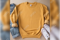 Golden Tshirt Mockup With Jeans And Sneakers Product Image 1