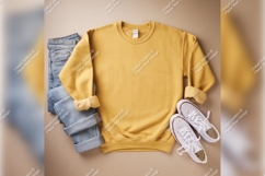 Yellow Tshirt Mockup With Jeans And Sneakers Product Image 1