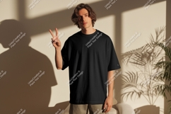 Man black t shirt peace sign t-shirt Product Image 1