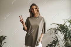 Woman peace sign casual mockup image Product Image 1