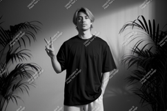 Man wearing black t shirt peace sign image Product Image 1