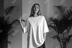 Woman wearing white t shirt peace sign image Product Image 1