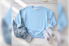 Light Blue Sweatshirt And Jeans Tshirt Mockup Product Image 1