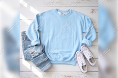 Light Blue Tshirt Mockup With Jeans Product Image 1