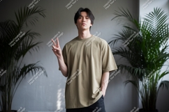 Young man peace sign mockup t-shirt Product Image 1
