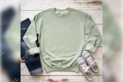 Sage Green Tshirt Mockup With Jeans Outfit Product Image 1
