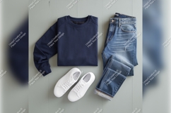 Casual Outfit Flat Lay Tshirt Mockup Apparel Product Image 1