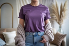 Purple t shirt and denim jeans mockup image Product Image 1