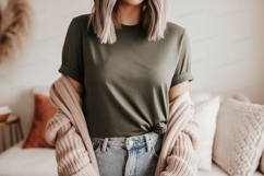 Olive green t shirt mockup image Product Image 1