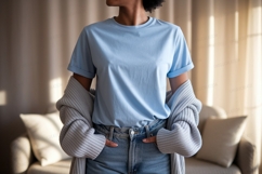 Blue t shirt and denim jeans mockup image Product Image 1