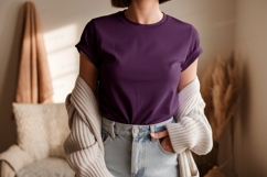 Plum shirt light cardigan denim jeans purple clothing Product Image 1