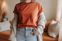 Terracotta tee light cardigan denim image Product Image 1