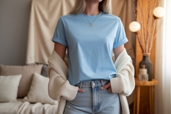Light blue t shirt mockup t-shirt clothing Product Image 1