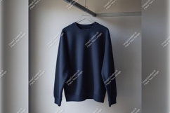 Navy Blue Tshirt Mockup Hanging On Rack Product Image 1