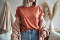 Terracotta t shirt casual outfit image Product Image 1