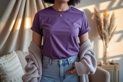 Purple t shirt and jeans mockup image Product Image 1