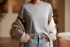 Grey t shirt and cardigan casual Product Image 1