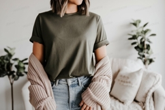 Olive green t shirt mockup image Product Image 1
