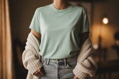 Mint green t shirt mockup image Product Image 1