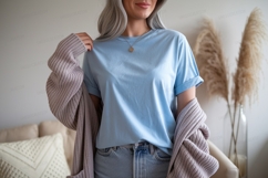 Light blue t shirt and grey cardigan image Product Image 1