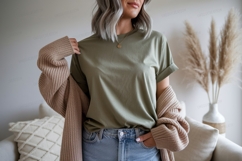 Olive green t shirt mockup image Product Image 1