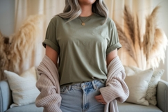 Olive green t shirt mockup image Product Image 1