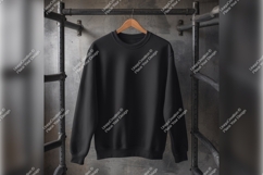Black Tshirt Mockup On Hanger Rustic Background Product Image 1