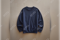 Blue Crew Neck Tshirt Mockup Flat Lay Product Image 1