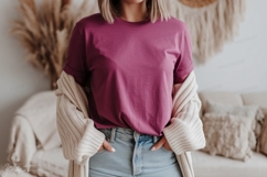 Plum shirt light cardigan denim jeans image Product Image 1