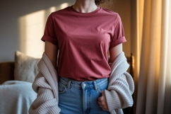 Rose t shirt denim jeans cardigan mockup image Product Image 1