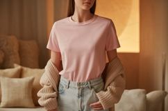 Pink t shirt and denim jeans mockup Product Image 1