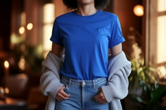 Blue T Shirt Mockup casual Product Image 1