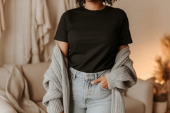 Black t shirt and denim jeans mockup image Product Image 1
